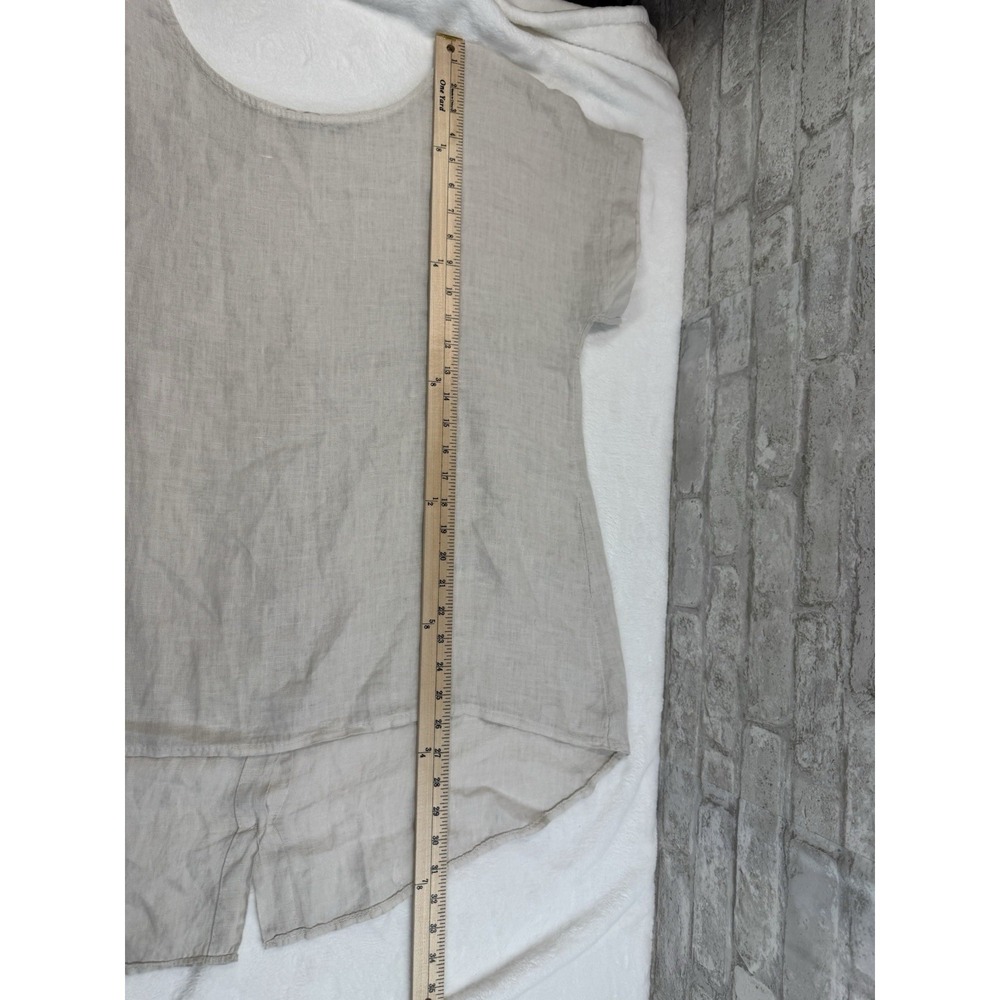 Terzo Millennio Made In Italy Tan 100% Linen Lagenlook Tunic Top Women Size L - Picture 7 of 9